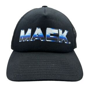 Mack Trucks Mesh Trucker Hat Black Blue Chrome Logo Cotton On Licensed Cap